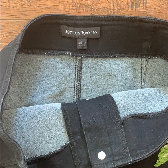 Jealous Tomato Embroidered Black Denim Mini Skirt - Picture 5 of 7